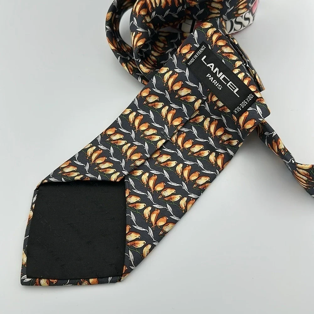 Lancel Paris Birds on Branch Silk Tie